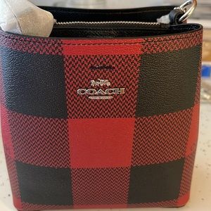 Coach Buffalo Plaid mini bucket purse